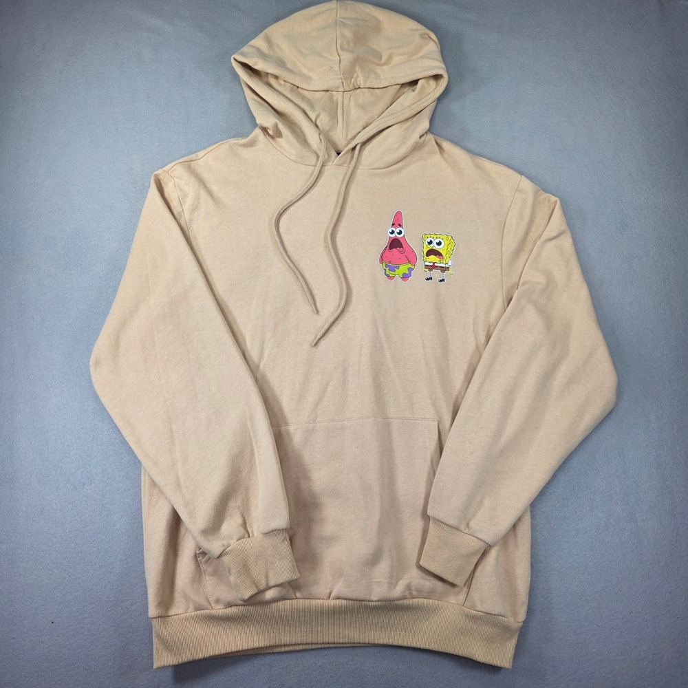 Nickelodeon Spongebob SquarePants Tan Graphic Hoodie Mens Medium Patrick Star